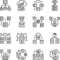 Collection of Database Integration Line Icons vector
