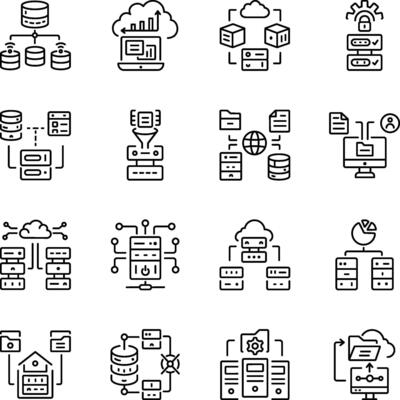 Collection of Database Integration Line Icons