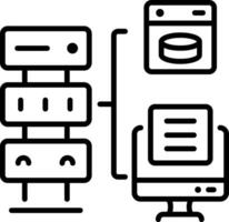 A linear icon of backend database vector