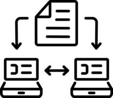 Transfer information from one device to another, line style icon vector