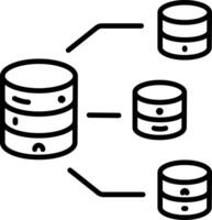 A line style icon of partitioned database vector