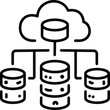 A linear icon of data repository vector