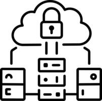 Private cloud storage icon in line style vector