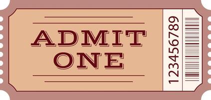 Ticket template with admit one inscription. vector
