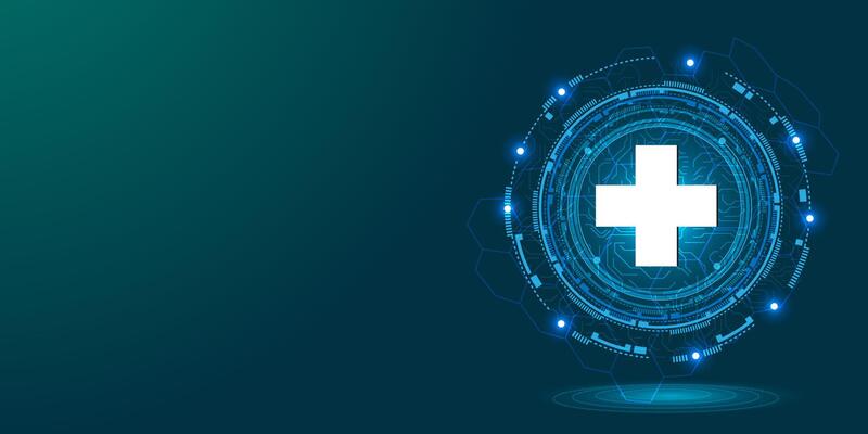 illustration medical cross with molecular structure for healthcare.