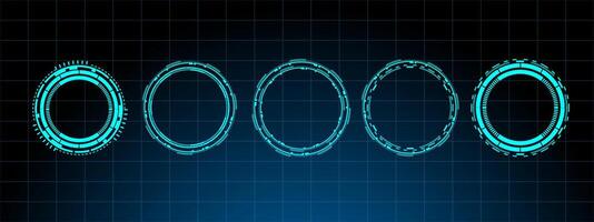Set circle technology sci-fi and futuristic frame editable vector
