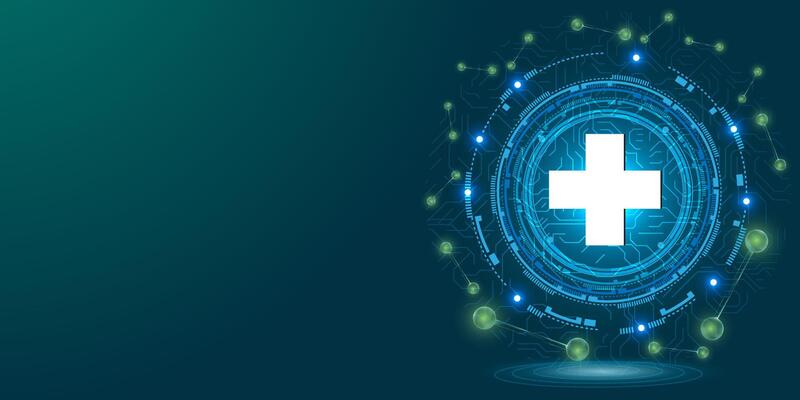 medical technology background blue and green futuristic.
