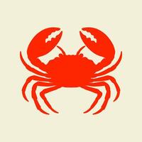 red crab silhouette isolated on color background. seafood logo, mascot, icon vector