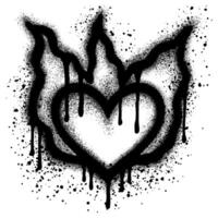 Spray Painted Graffiti Heart flame icon Sprayed isolated with a white background. vector