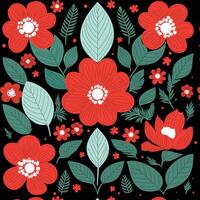 colorful hand draw floral blooming pattern vector