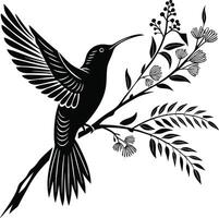 Hummingbird silhouette on a white background vector