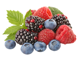 Fresh Mixed Berries with Leaves png