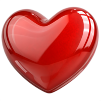 Shiny Red 3D Heart Icon Isolated on Transparent png