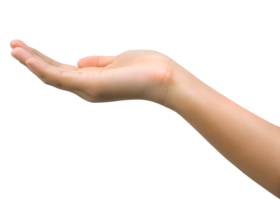A close-up of an open hand with the palm facing upwards, symbolizing offering, giving, or receiving png