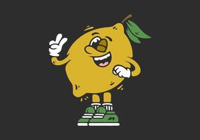 Mascot character of lemon fruit in flat art style design vector