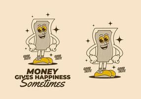Standing money mascot character in retro style vector