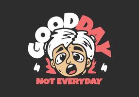 Boy head character with shocked expression. Good day not everyday. red white color vector