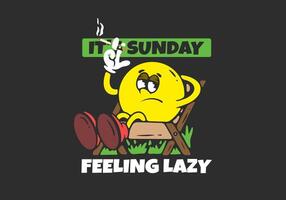 Feeling lazy. Ball head character relax on the chair illustration vector