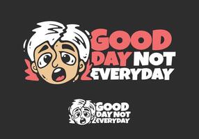 Boy head character with shocked expression. Good day not everyday. in two colors vector