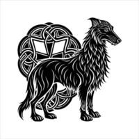 Irish Wolfhound Dog Standing Line Art vector