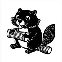 Beaver sitting on a log vector