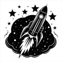 Rocket launching from an ocean platform vector