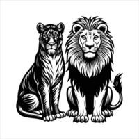 Lioness sitting side view vector