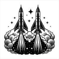 Rockets launching simultaneously vector