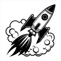 Rocket cartoon style rocket with bold colors blasting vector