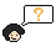 Question mark cartoon pixel art with man male boy 8 bit design. vector