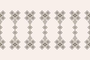 Cross stitch design fabric pattern ethnic pattern of brown color background motif art decor. vector