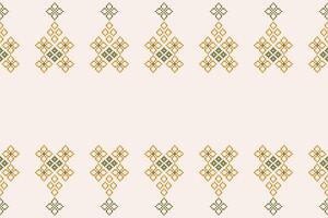 Fabric wallpaper ethnic pattern of brown color background motif cross stitch. vector
