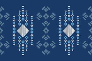 Blue color motif background color fabric ikat pattern design art. vector