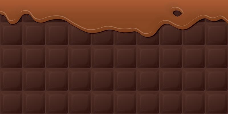 Melted caramel pouring on milk chocolate bar background graphic illustration.