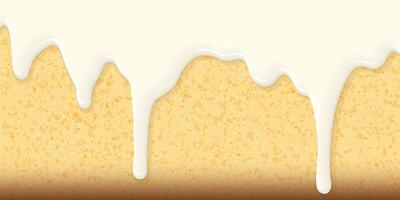 Melted cream cheese pouring on carrot cake texture graphic illustration have blank space. Carrot cream cheese cake background. vector