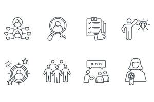 Community Manager activities icons set . Community Manager activities pack symbol elements for infographic web vector