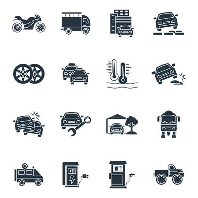 Automotive icon set . Automotive pack elements for infographic web. with trend color