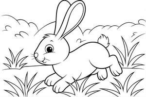 Illustration of A bunny hopping in the grass, perfect for marine and aquatic themes, ideal for educational or artistic purposes. vector