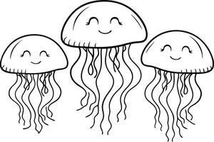 Illustration of A group of jellyfish floating peacefully, perfect for marine and aquatic themes, ideal for educational or artistic purposes. vector