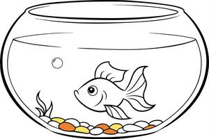 Illustration of A fish bowl with a happy goldfish, perfect for marine and aquatic themes, ideal for educational or artistic purposes. vector