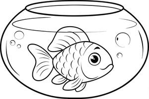 Illustration of A goldfish swimming in a bowl, perfect for marine and aquatic themes, ideal for educational or artistic purposes. vector
