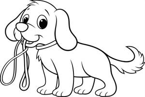 Illustration of A dog holding a leash in its mouth, perfect for marine and aquatic themes, ideal for educational or artistic purposes. vector