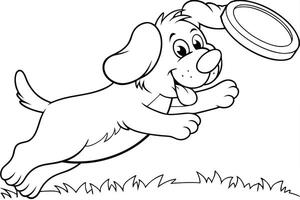 Illustration of A dog catching a frisbee, perfect for marine and aquatic themes, ideal for educational or artistic purposes. vector