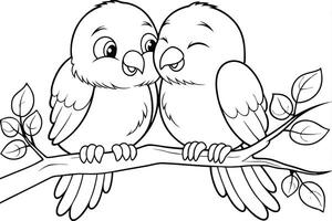 Illustration of A pair of lovebirds snuggling, perfect for marine and aquatic themes, ideal for educational or artistic purposes. vector