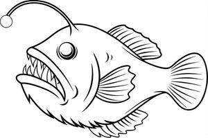 Illustration of An anglerfish with a glowing light on its head, perfect for marine and aquatic themes, ideal for educational or artistic purposes. vector