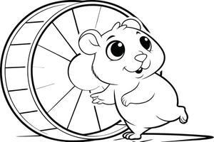 Illustration of A hamster running on a wheel, perfect for marine and aquatic themes, ideal for educational or artistic purposes. vector