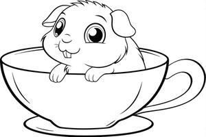 Illustration of A guinea pig in a teacup, perfect for marine and aquatic themes, ideal for educational or artistic purposes. vector