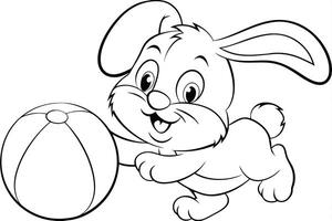 Illustration of A rabbit playing with a ball, perfect for marine and aquatic themes, ideal for educational or artistic purposes. vector