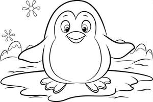 Illustration of A penguin sliding on its belly, perfect for marine and aquatic themes, ideal for educational or artistic purposes. vector