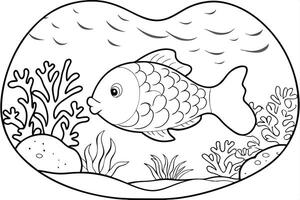 Illustration of Parrotfish nibbling on coral, perfect for marine and aquatic themes, ideal for educational or artistic purposes. vector